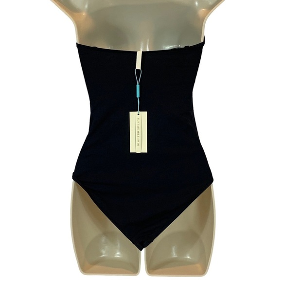 Sea Level High Leg Bandeau Removable Straps One Piece Swimsuit - Black - size 4 - Picture 2 of 8